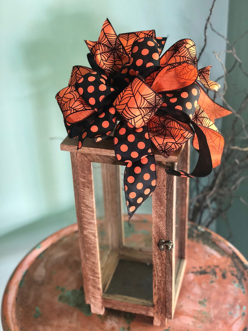 The Elvira Black & Orange Halloween Spiderweb Bow