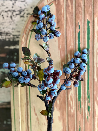 Faux Blueberry Cluster Branch, Silk flower stem, artificial flower stem, craft supply, wedding flower, artificial fruit