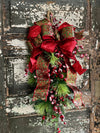 The Ava Red & Green Icy Holly Berry Pine Door Swag, Christmas swag for front door, mantle swag, mailbox decoration, farmhouse winter swag