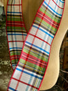 White Blue Red & Green Plaid Wired Ribbon 4&quot; x 10 YARD ROLL, All season ribbon, farmhouse ribbon, Spring ribbon, Craft supply, Bow making