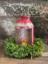 Farmhouse Red Metal Silo Hanging Lantern~Tabletop decoration~rustic farmhouse decor~Accent table decor~cottage decor~fixer upper style