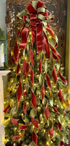 The Amber Copper & Apple Green Velvet Christmas Tree Topper Bow