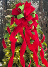 The Marilee Red & Green Velvet Christmas Tree Topper Bow