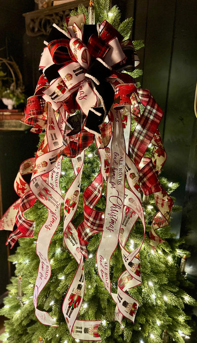 The Felix XXL Red Black & white plaid Christmas Tree Topper Bow