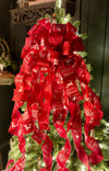 The Cupid Red & White Snowflake Christmas Tree Topper Bow