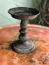 7" Pillar Candle Stand Vintage Style Aged Metal