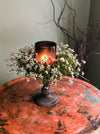 7" Pillar Candle Stand Vintage Style Aged Metal