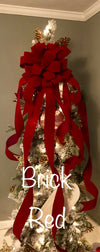 The Carol Red Velvet XL Christmas Tree Topper Bow~Oversize red velvet bow with extra long streamers~ribbon topper~large bow for wreaths