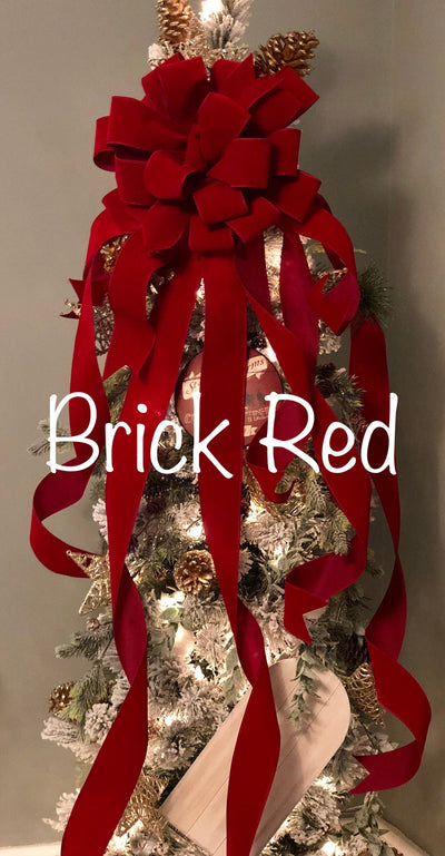 The Carol Large Red Velvet Christmas Tree Topper Bow