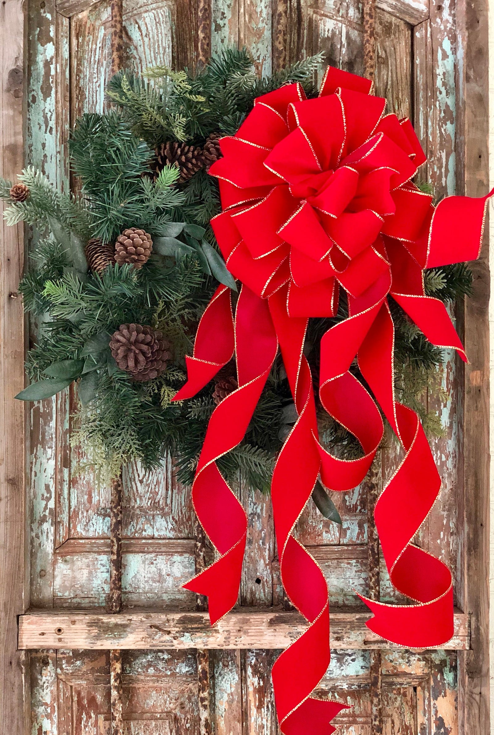 The Stella Red & Gold Christmas Tree Topper Bow