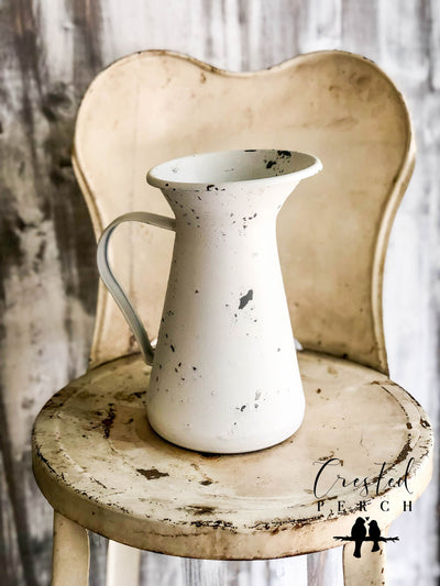 The Becca Distressed Farmhouse Metal Pitcher~fixer upper decor~cabin decor~farmhouse decor~flower vase