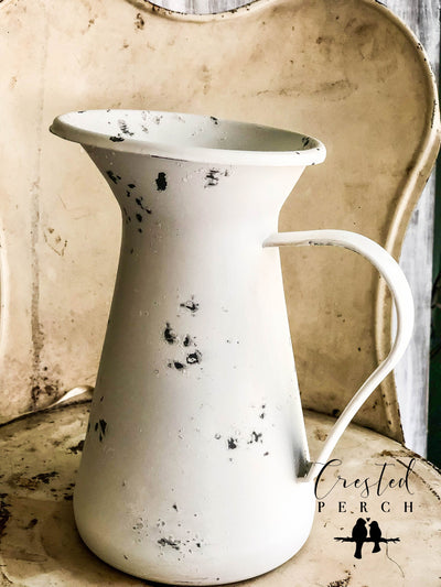 The Becca Distressed Farmhouse Metal Pitcher~fixer upper decor~cabin decor~farmhouse decor~flower vase