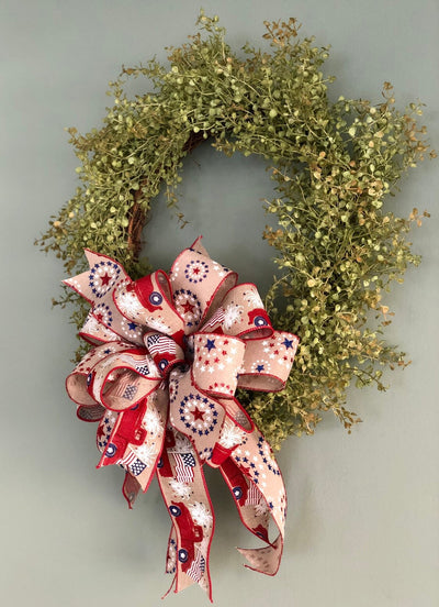 The Barbara Red White & Blue American Flag Bow For Lanterns and Wreaths