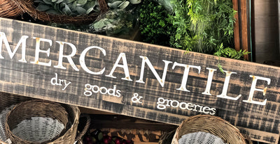 Vintage Style Mercantile Large Wood Sign~XL black distressed farmhouse rustic sign~Kitchen sign~Merchant sign~dry goods kitchen decor