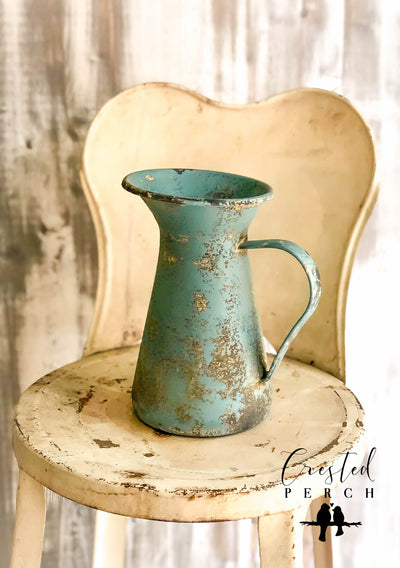 The Becca Distressed Farmhouse Metal Pitcher~fixer upper decor~cabin decor~farmhouse decor~flower vase