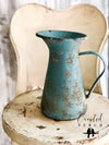 The Becca Distressed Farmhouse Metal Pitcher~fixer upper decor~cabin decor~farmhouse decor~flower vase