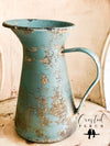 The Becca Distressed Farmhouse Metal Pitcher~fixer upper decor~cabin decor~farmhouse decor~flower vase