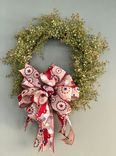 The Barbara Red White & Blue American Flag Bow For Lanterns and Wreaths