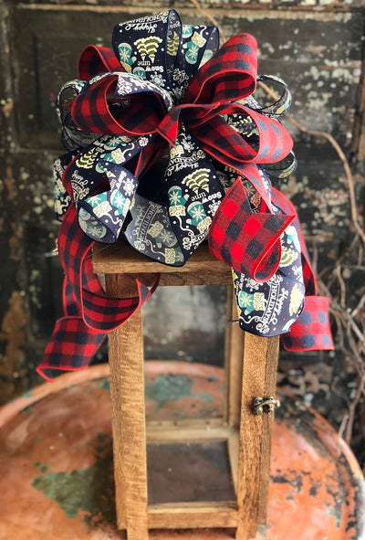 The Wanda Navy & Red Buffalo Check Christmas Bow