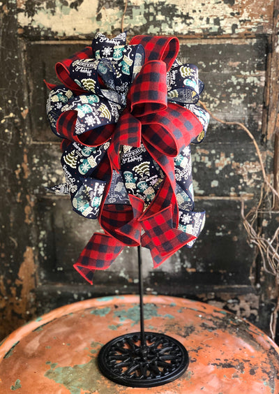 The Wanda Navy & Red Buffalo Check Christmas Bow