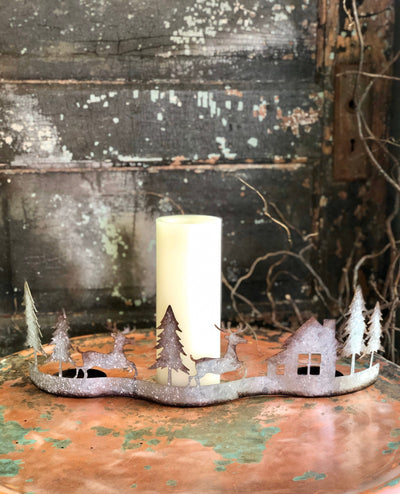 Metal Candle Holder For Mantles~curved 3 pillar candle holder for tables~farmhouse mantlepiece~rustic Christmas candle holder~gift for her