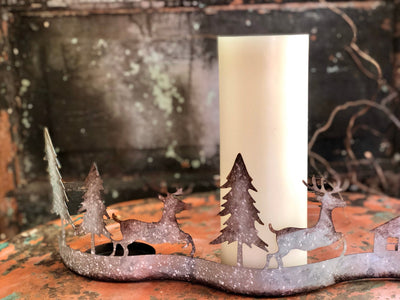 Metal Candle Holder For Mantles~curved 3 pillar candle holder for tables~farmhouse mantlepiece~rustic Christmas candle holder~gift for her