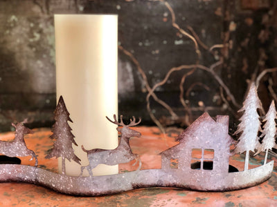 Rustic Metal 3-Pillar Candle Holder