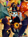Mr BooJangles Orange Black & White Halloween Wreath