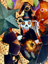 Mr BooJangles Orange Black & White Halloween Wreath