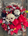 The Cruella Red Black & White Halloween Skull Wreath