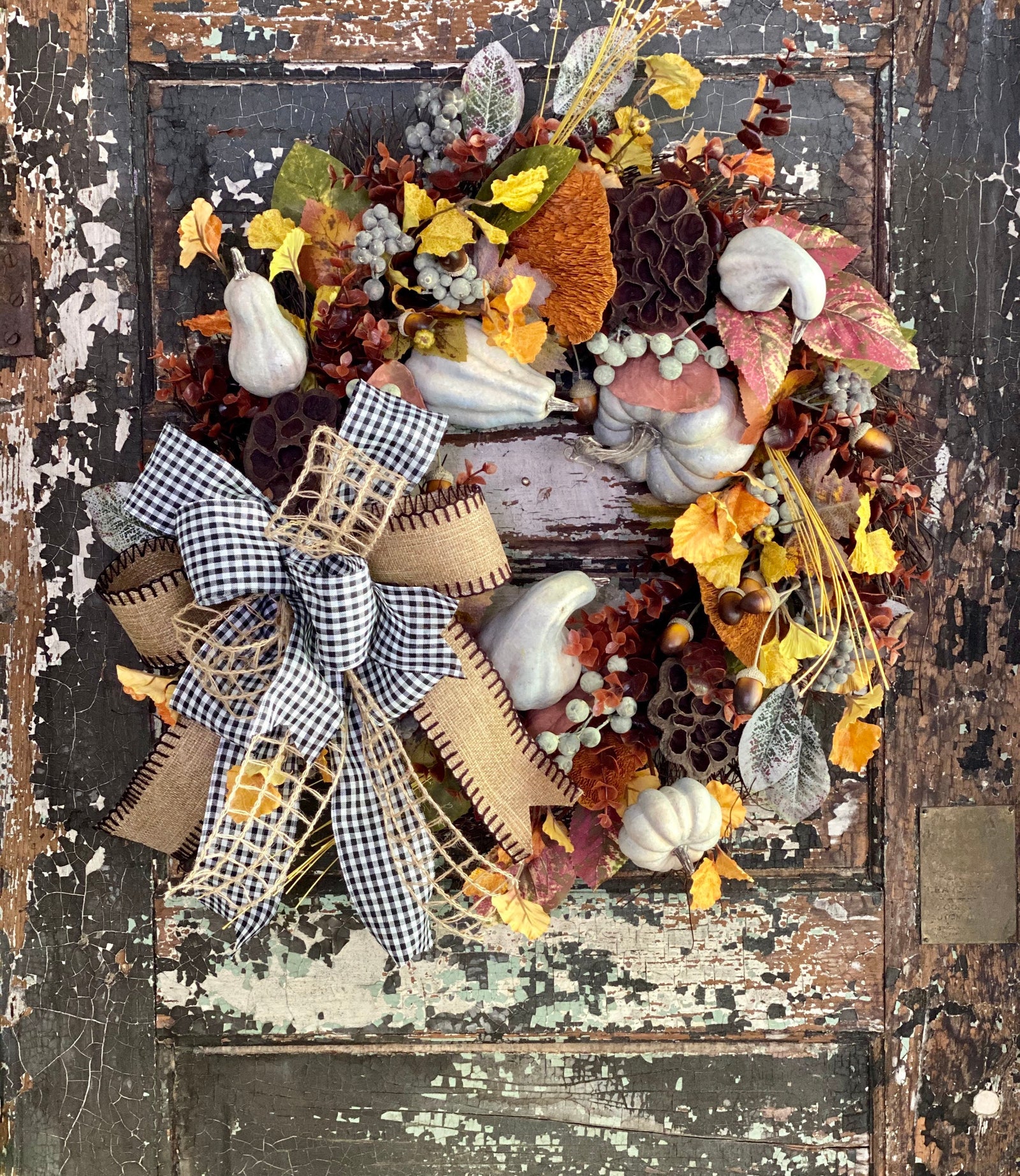 The Kelly Yellow Sage & Russet Pumpkin Fall Wreath