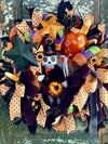 Mr BooJangles Orange Black & White Halloween Wreath