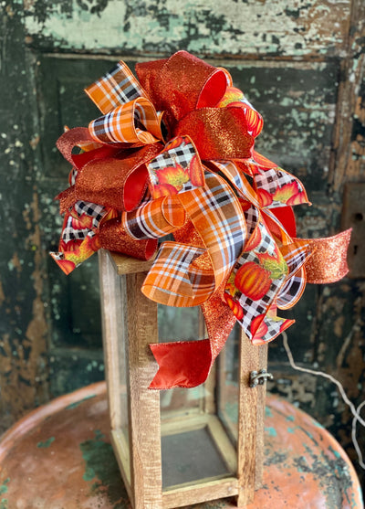 Orange Pumpkin Wreath Bow
