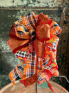 The Hazel Orange Black & White Pumpkin Bow For Wreaths