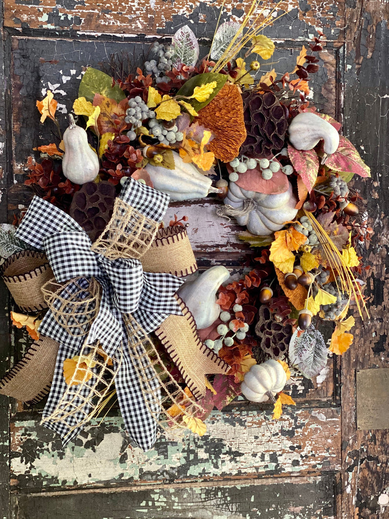 The Kelly Yellow Sage & Russet Pumpkin Fall Wreath