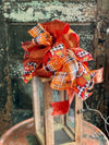 The Hazel Orange Black & White Pumpkin Bow For Wreaths