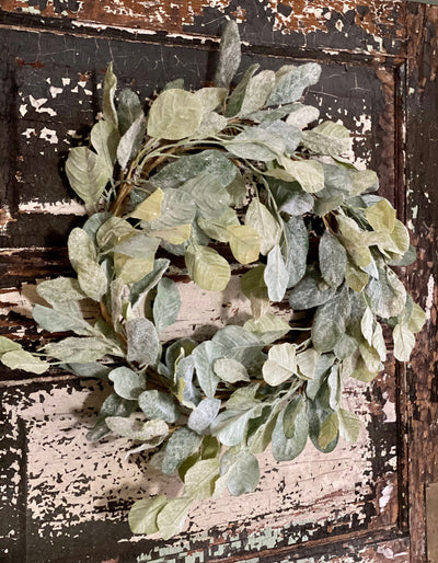 Eucalyptus & Lamb's Ear Flocked Glitter Winter Wreath