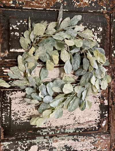 Eucalyptus & Lamb's Ear Flocked Glitter Winter Wreath