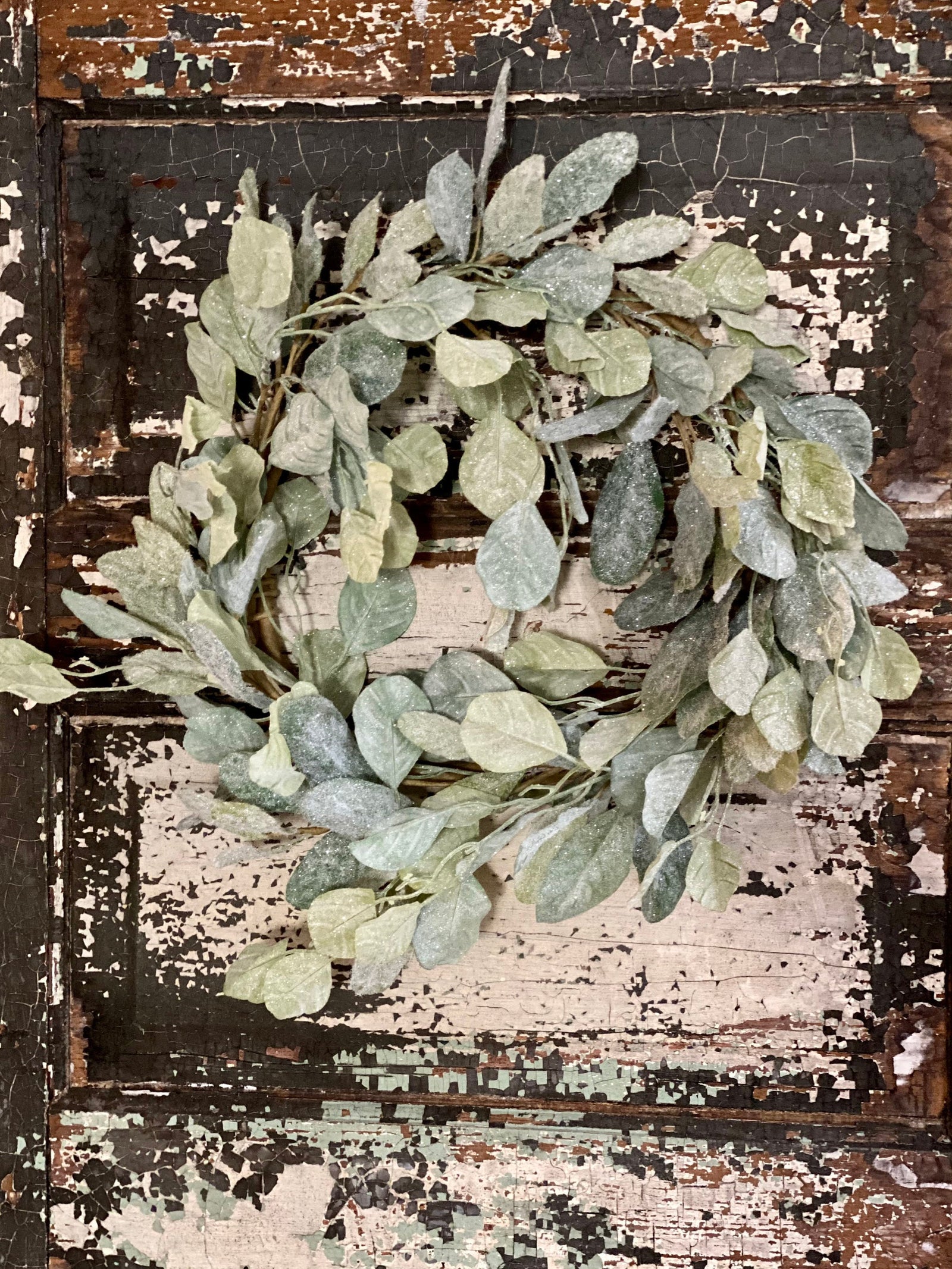 Lamb’s Ear Flocked Winter Wreath for front door