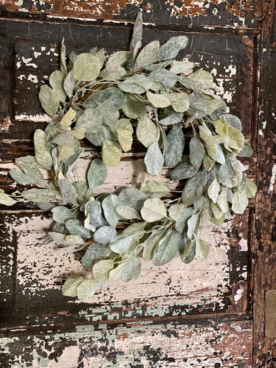 Eucalyptus & Lamb's Ear Flocked Glitter Winter Wreath