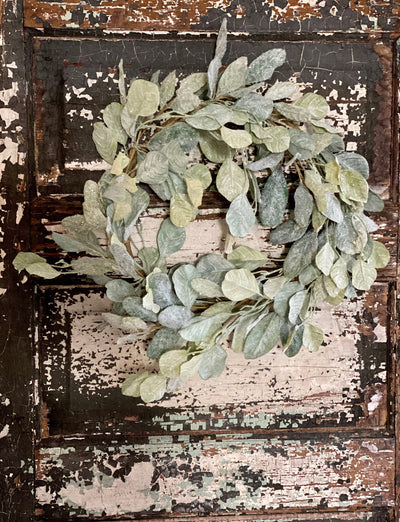 Lamb’s Ear Flocked Winter Wreath for front door
