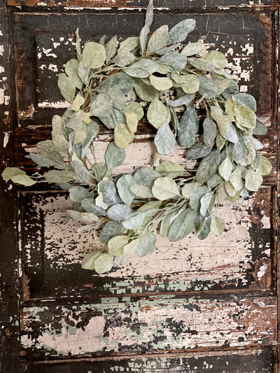 Eucalyptus & Lamb's Ear Flocked Glitter Winter Wreath