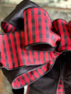 The Linda Red & Black Buffalo Check Lux Christmas Tree Topper Bow~extra large bow for wreath~farmhouse velvet bow~christmas decor