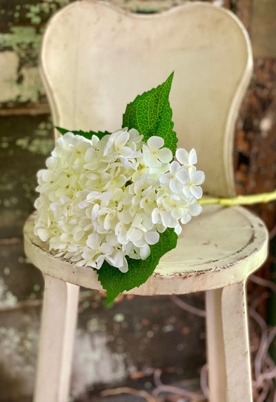Artificial Silk Hydrangea Stem White or Blue