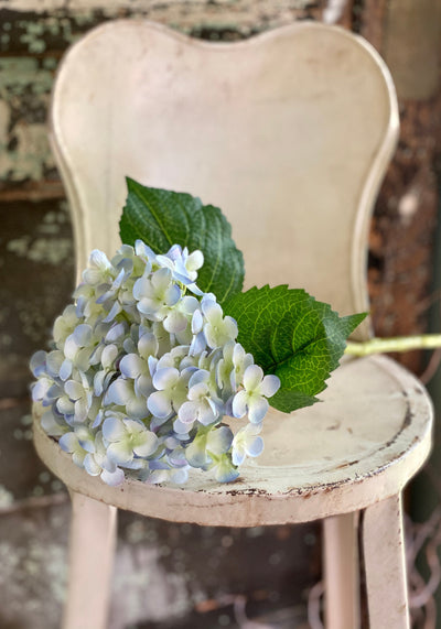 Artificial Silk Hydrangea Stem White or Blue