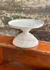 White Distressed Metal Pedestal Candle Stand