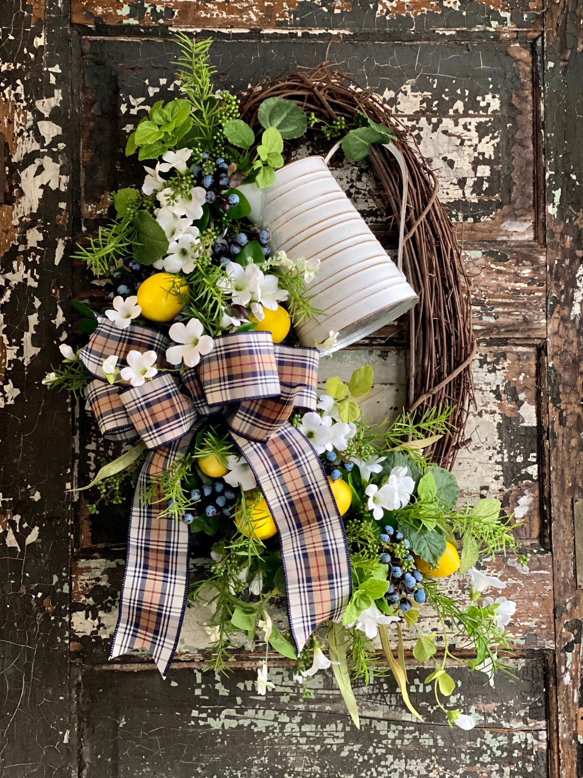 The Lorraine Summer Lemon & Blueberry Wreath for front door