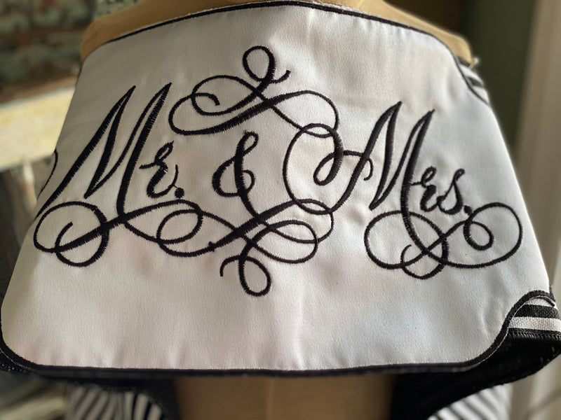 Black White Stripe Mr & Mrs Banner