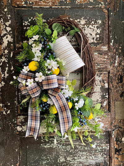 The Lorraine Summer Lemon & Blueberry Wreath for front door