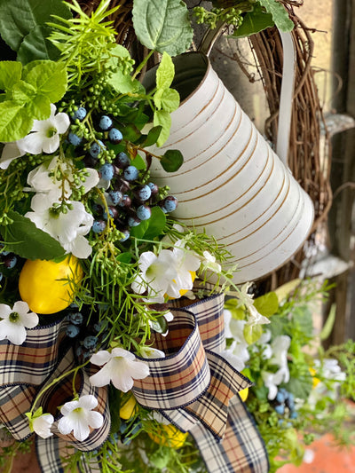 The Lorraine Summer Lemon & Blueberry Wreath for front door